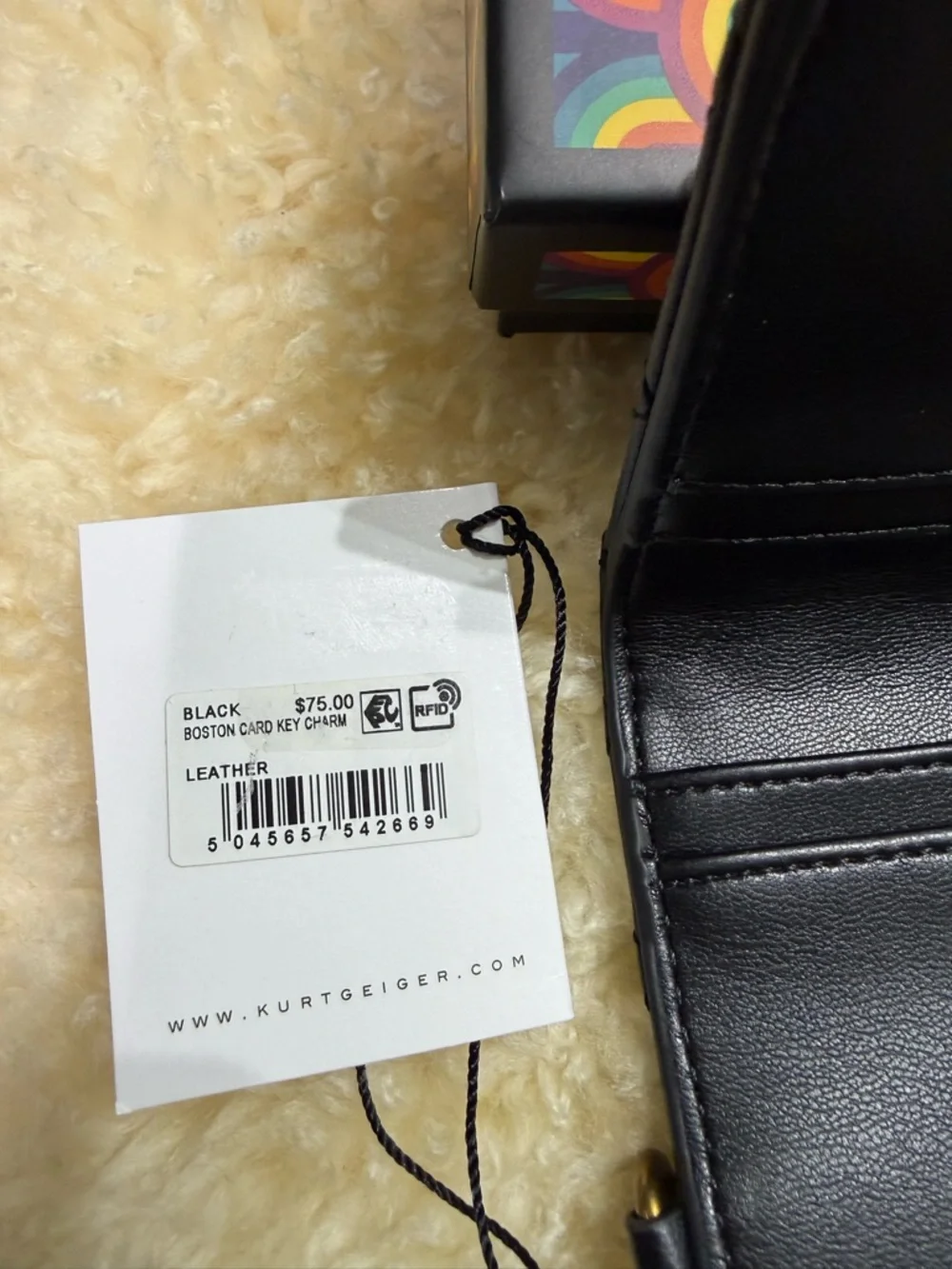 Kurt GeigerBoston card key  charm Black Quilted Mini Satchel with Gold Hardware - Picture 5 of 7